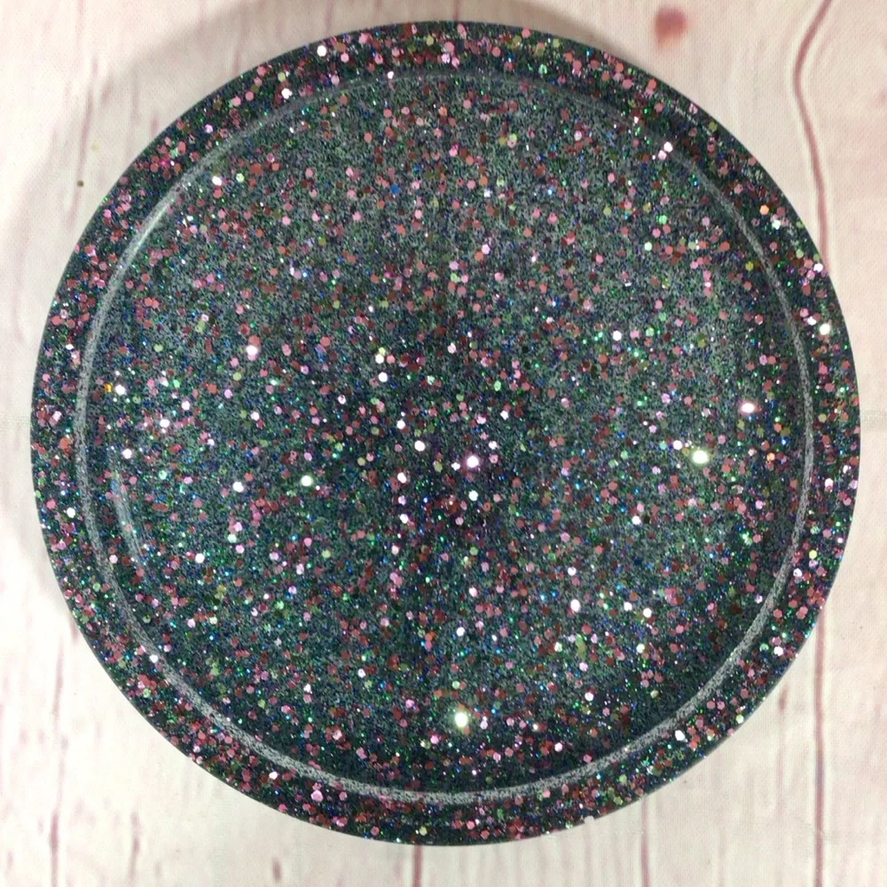 Hand Crafted Purple and Blue Glitter Coasters - Set of 3